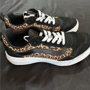 Vans Black and Leopard Pattern Sneakers